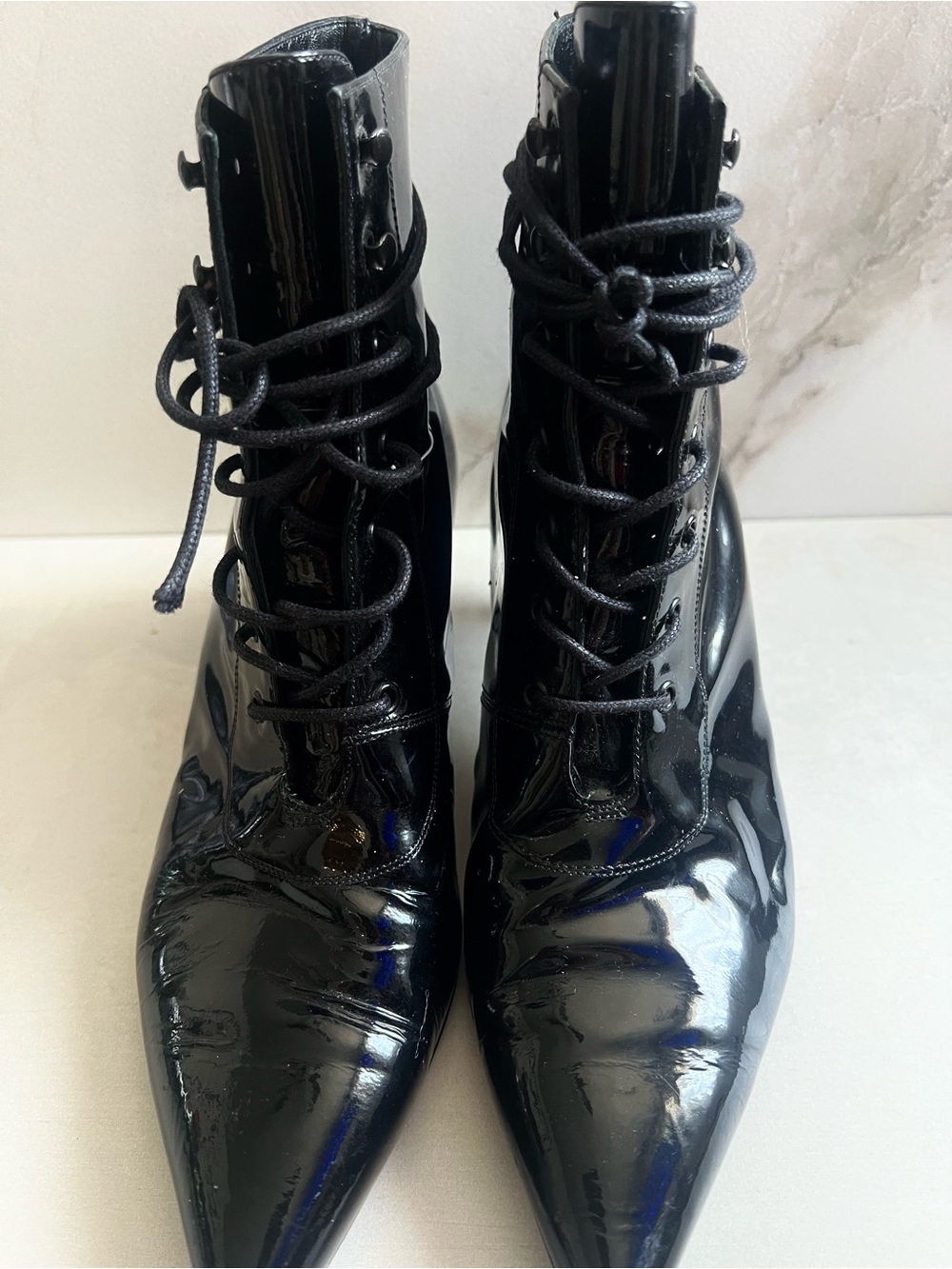 Saint Laurent YSL runway cat 50 lace up boots patent leather black - Picture 2 of 7